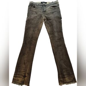 Valabasas Stacked Flare Jeans Gray Distressed Wash Streetwear Raw Hem 36x34 USA